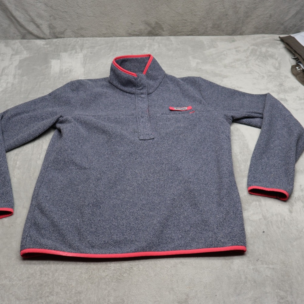 Columbia FPG Sweatshirt Women Large Gray Fleece Snap Fishing Harborside Pullover